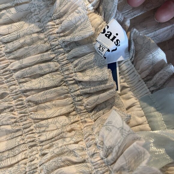 En Saison Milkmaid Cottagecore Toile Romantic Midi Dress Size XS Smocked Bow Tie - Picture 15 of 16